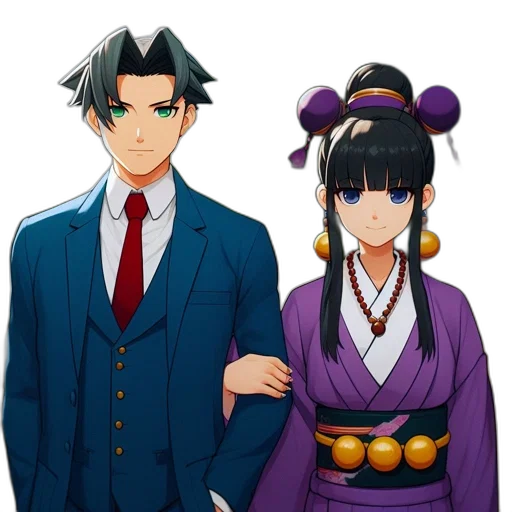 staff, anime, pixel art, concept art, vaporwave, blue, two, characters transparent PNG cut-out