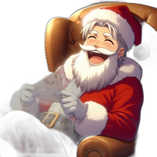 santa, claus, portrayed, enjoying, cozy, festive, environment, decorated transparent PNG cut-out
