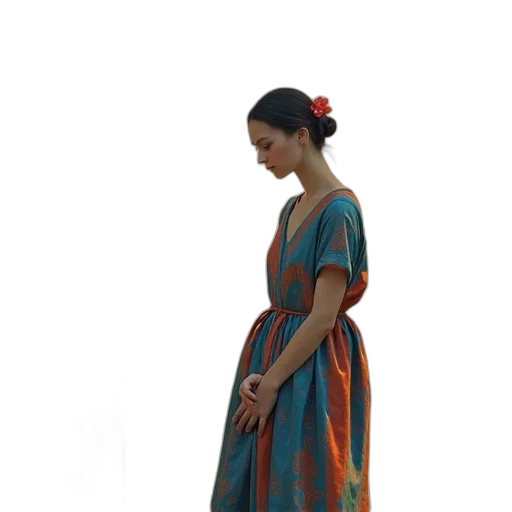 dress, staff, jewelry, oil painting transparent PNG cut-out