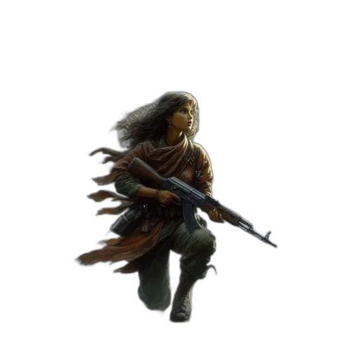 weapon, staff, sword, hair, concept art, fantasy art, 3d render, pixel art transparent PNG cut-out