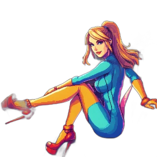 dress, robot, staff, shoes, comic book art, concept art, fantasy art, pixel art transparent PNG cut-out