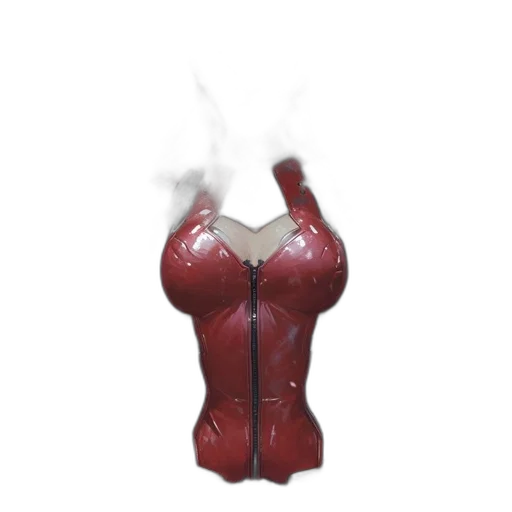 jacket, dress, mask, bottle, 3d render, concept art, cyberpunk, photorealistic transparent PNG cut-out