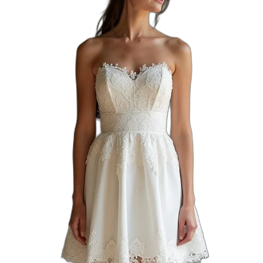 dress, line, strapless, short, organ, lace, bridesmaid transparent PNG cut-out