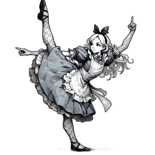 dress, staff, weapon, concept art, anime, cartoon, fantasy art, monochrome transparent PNG cut-out