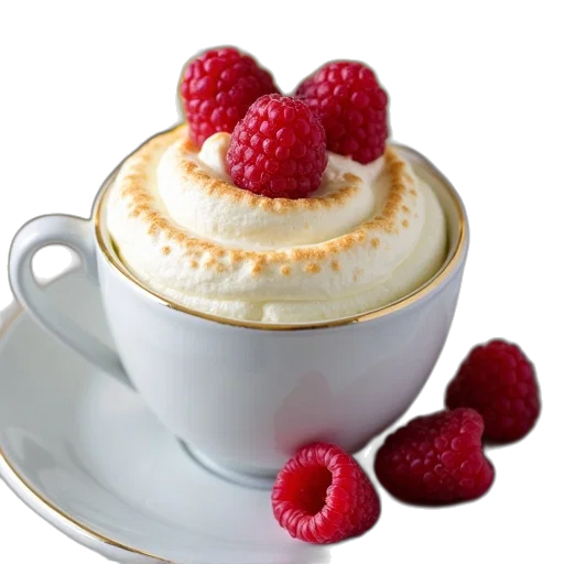 food, crown, 3d render, photorealistic, cup, lemon, meringue, raspberries transparent PNG cut-out