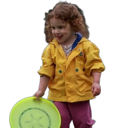 jacket, umbrella, photorealistic, 3d render, young, child, yellow, holds transparent PNG cut-out