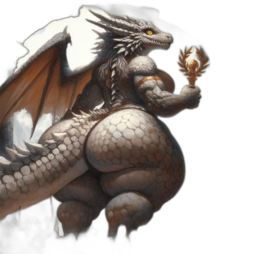 dragon, staff, creature, fantasy art, concept art, pixel art, imposing, stands transparent PNG cut-out