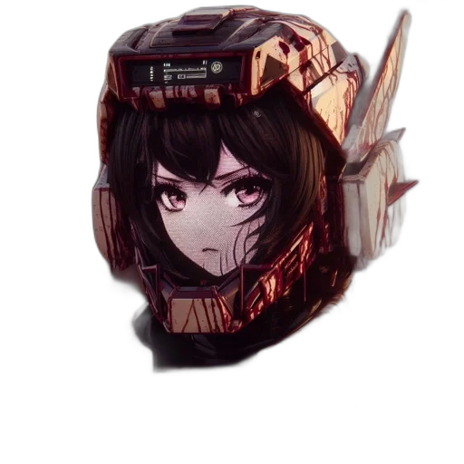 mask, robot, hat, weapon, anime, concept art, cyberpunk, fantasy art transparent PNG cut-out