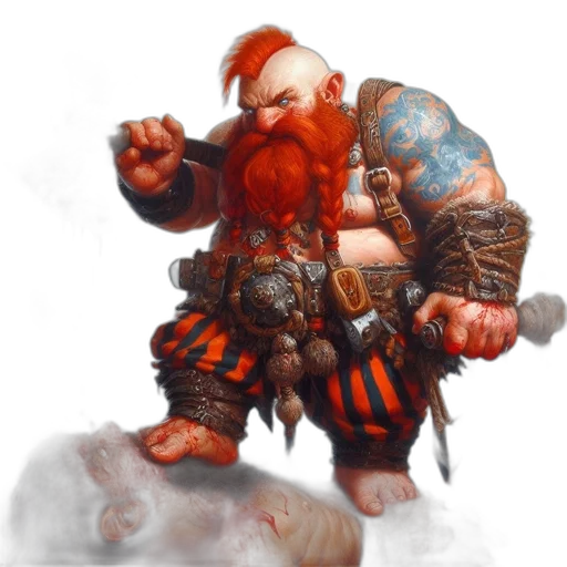 fantasy art, concept art, photorealistic, pixel art, imposing, dwarf, adorned, war transparent PNG cut-out