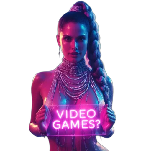 dress, cyberpunk, pixel art, concept art, vaporwave, neon lights, neon, woman transparent PNG cut-out