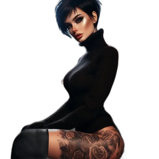 dress, concept art, fantasy art, comic book art, cartoon, dark, woman, black transparent PNG cut-out