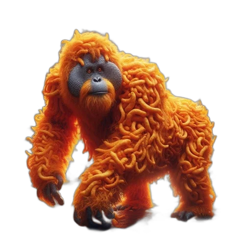 animal, creature, hair, staff, 3d render, concept art, photorealistic, orangutan-squirrel transparent PNG cut-out