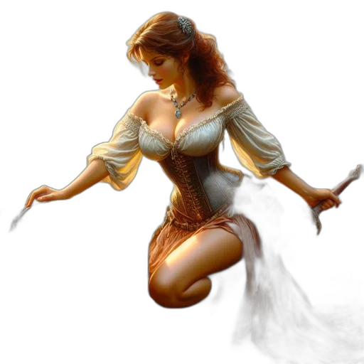 dress, staff, fantasy art, concept art, comic book art, photorealistic, fire, underwater transparent PNG cut-out