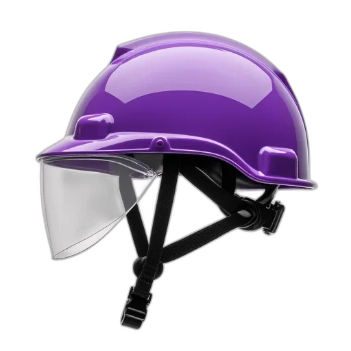 hat, 3d render, close-up, image, purple, clear, plastic, safety transparent PNG cut-out