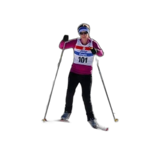 staff, cross-country, skier, wearing, bib, number, 101, posing transparent PNG cut-out
