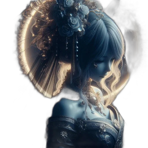 dress, face, mask, crown, fantasy art, concept art, photorealistic, anime transparent PNG cut-out