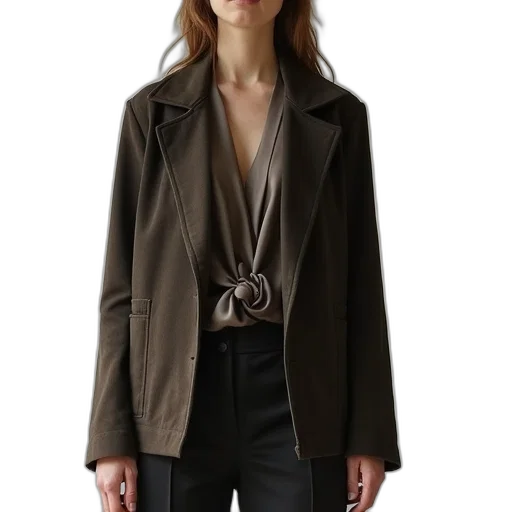 jacket, staff, jewelry, earth tones, dark, monochrome, helmut, relaxed transparent PNG cut-out