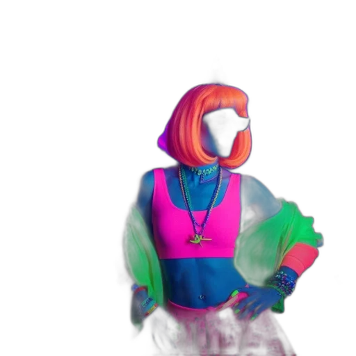 jacket, robot, dress, jewelry, vaporwave, 3d render, concept art, cyberpunk transparent PNG cut-out
