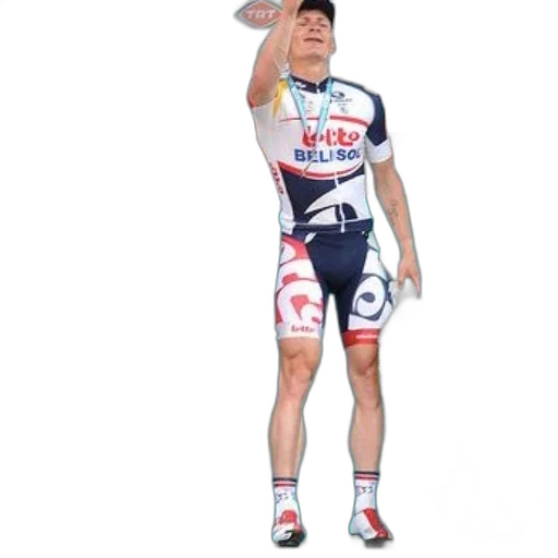 3d render, man, white, blue, cycling, outfit, stands, podium transparent PNG cut-out