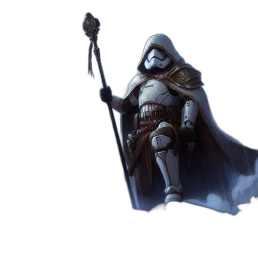 sword, weapon, staff, robot, concept art, 3d render, fantasy art, photorealistic transparent PNG cut-out
