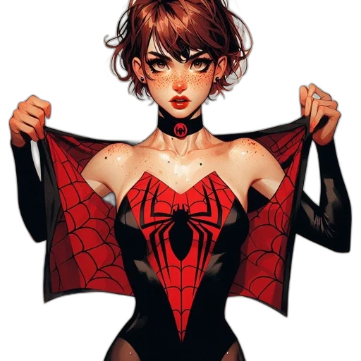 dress, comic book art, concept art, pixel art, fantasy art, red, illustrated, female transparent PNG cut-out