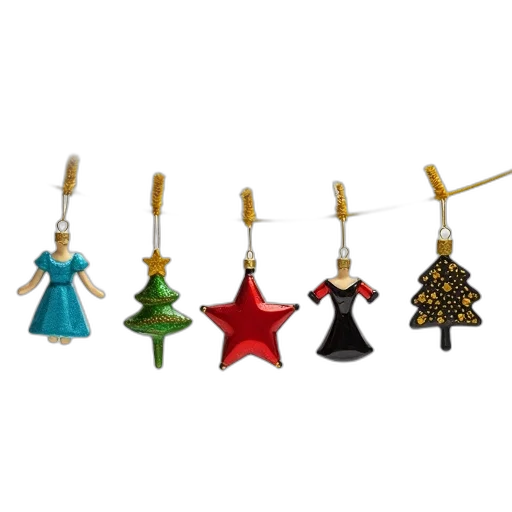 jewelry, staff, row, colorful, christmas, ornaments, hangs, yellow transparent PNG cut-out