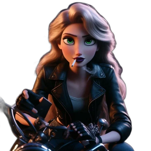jacket, concept art, cartoon, comic book art, 3d render, dark, animated, woman transparent PNG cut-out