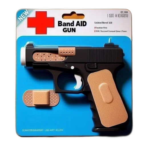 weapon, 3d render, unconventional, toy, package, features, band, aid transparent PNG cut-out