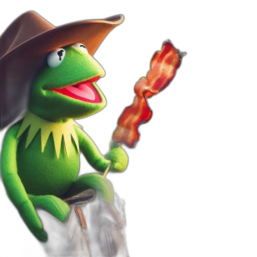 hat, concept art, photorealistic, 3d render, fire, kermit, frog, dressed transparent PNG cut-out