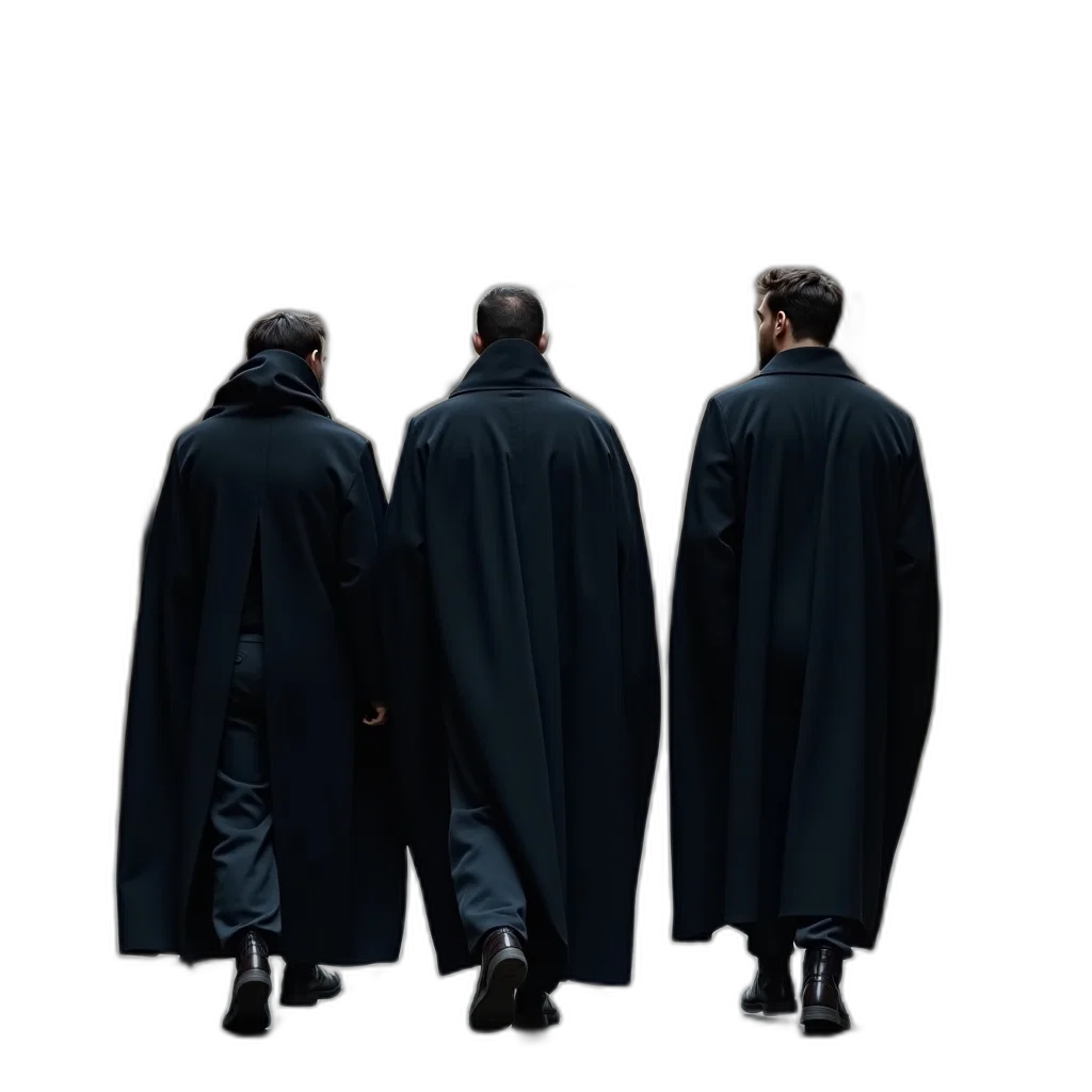 jacket, staff, mask, concept art, cyberpunk, 3d render, outer space, fog transparent PNG cut-out