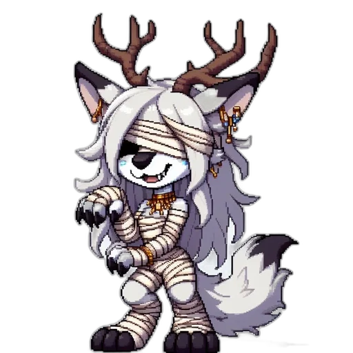 staff, creature, fantasy art, pixel art, concept art, anime, monochrome, earth tones transparent PNG cut-out