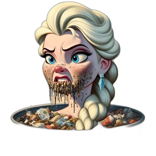food, face, concept art, cartoon, 3d render, comic book art, elsa, frozen transparent PNG cut-out
