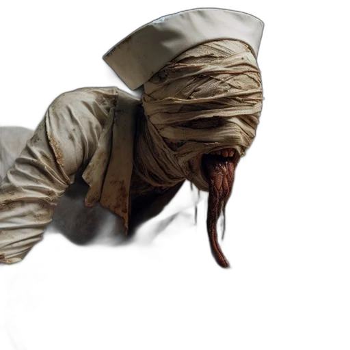 jacket, creature, mask, hat, concept art, 3d render, photorealistic, dimly transparent PNG cut-out