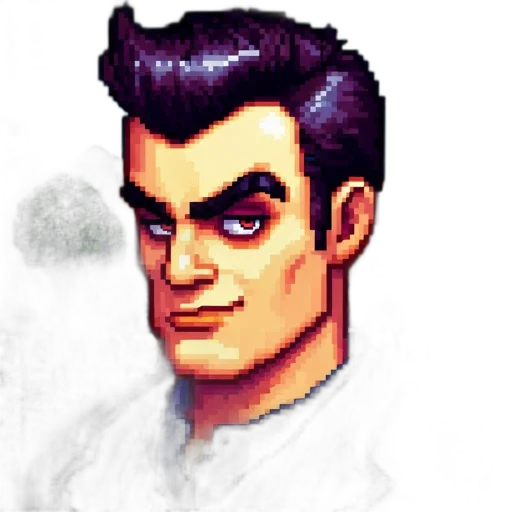 staff, face, robot, pixel art, comic book art, concept art, fantasy art, pixelated transparent PNG cut-out