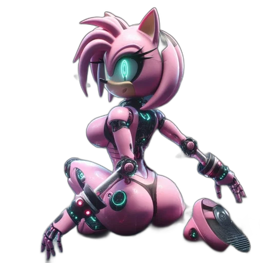 robot, weapon, concept art, cyberpunk, 3d render, vaporwave, dimly, lit transparent PNG cut-out