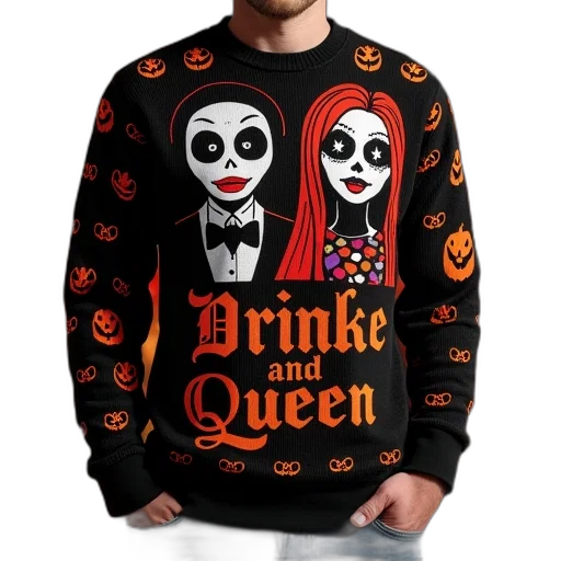 jacket, halloween, sweater, quote, jack, sally, drinking, queen transparent PNG cut-out