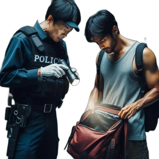 weapon, cyberpunk, concept art, photorealistic, city street, two, men, one transparent PNG cut-out