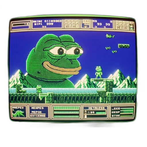 pixel art, vaporwave, outer space, green, retro, nes, screen, displays transparent PNG cut-out