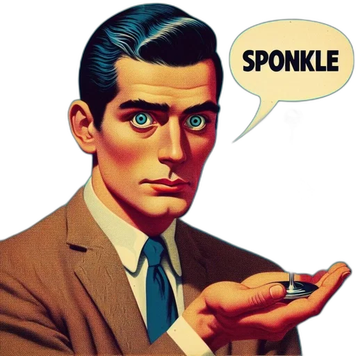 comic book art, man, suit, holds, mysterious, object, vintage-style, advertisement transparent PNG cut-out