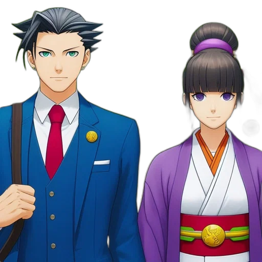 anime, concept art, blue, two, contrasting, individuals--a, man, suit transparent PNG cut-out