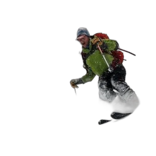 staff, jacket, 3d render, concept art, photorealistic, skier, green, blue transparent PNG cut-out