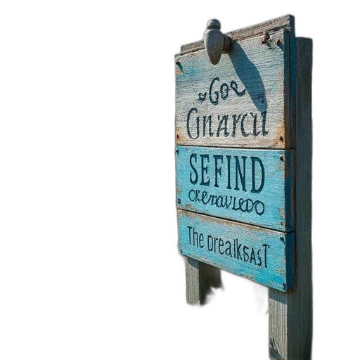 furniture, 3d render, beach, sign, ocean, bed, breakfast transparent PNG cut-out