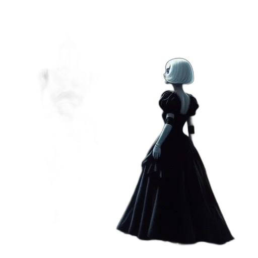 dress, robot, crown, jewelry, concept art, 3d render, outer space, monochrome transparent PNG cut-out