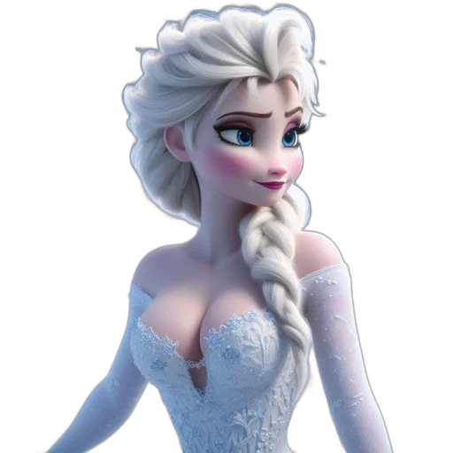 dress, 3d render, concept art, cartoon, fantasy art, snow, female, animated transparent PNG cut-out