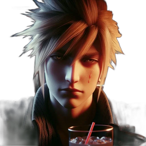 face, concept art, photorealistic, 3d render, fantasy art, spiky, blonde-haired, male transparent PNG cut-out