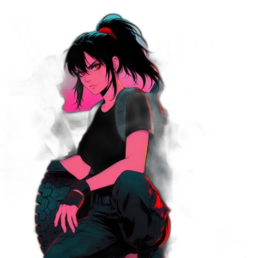 jacket, concept art, anime, cyberpunk, pixel art, neon lights, fire, outer space transparent PNG cut-out