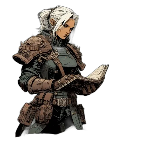 weapon, face, jacket, sword, concept art, fantasy art, watercolor, comic book art transparent PNG cut-out