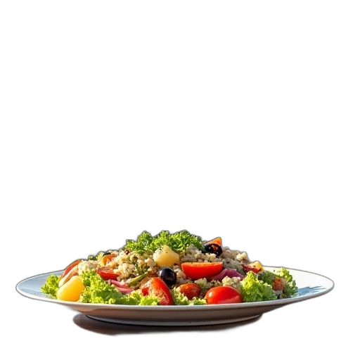 food, 3d render, photorealistic, greek, salads, windmill, background transparent PNG cut-out