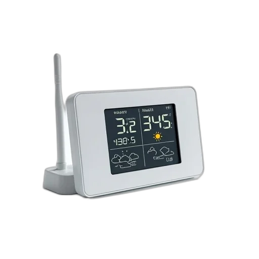 modern, digital, weather, station, sleek, white, design, featuring transparent PNG cut-out