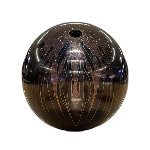 photorealistic, bowling, ball, glossy, finish, flame-like, patterns, sits transparent PNG cut-out